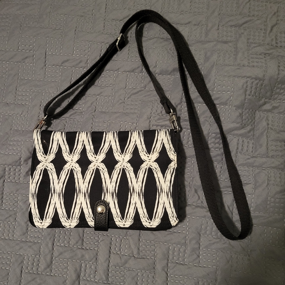Thirty-One Black and White Crossbody Purse